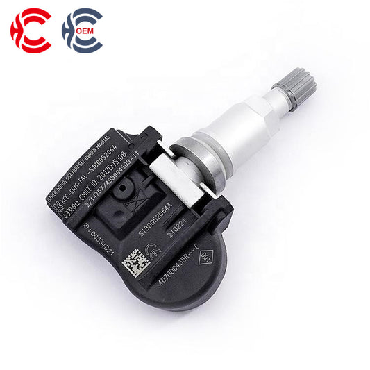 OEM: 407000435R 40700-0435RMaterial: ABS MetalColor: Black SilverOrigin: Made in ChinaWeight: 200gPacking List: 1* Tire Pressure Monitoring System TPMS Sensor More ServiceWe can provide OEM Manufacturing serviceWe can Be your one-step solution for Auto PartsWe can provide technical scheme for you Feel Free to Contact Us, We will get back to you as soon as possible.