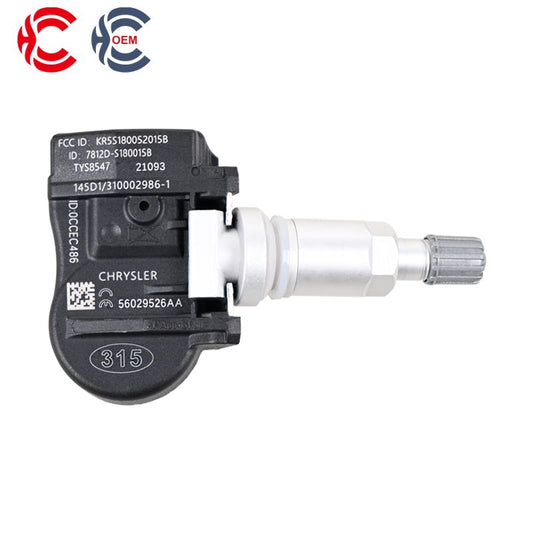 OEM: 56029526AAMaterial: ABS MetalColor: Black SilverOrigin: Made in ChinaWeight: 200gPacking List: 1* Tire Pressure Monitoring System TPMS Sensor More ServiceWe can provide OEM Manufacturing serviceWe can Be your one-step solution for Auto PartsWe can provide technical scheme for you Feel Free to Contact Us, We will get back to you as soon as possible.